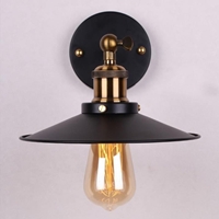 Đèn tường đơn thân mạ đồng + chụp đồng TU068.1 chao nông phi 300 đen , E27 x 1, KT(mm) : 300